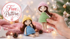 Read more about the article Free Crochet Doll Amigurumi Pattern – Dress and Hat Outfit